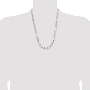 Sterling Silver Rhodium-plated Concave Beveled Curb Chain (Style QCBC200R-24)