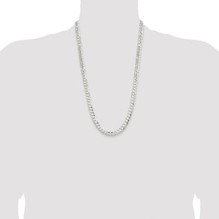 Sterling Silver Rhodium-plated Concave Beveled Curb Chain (Style QCBC200R-26)