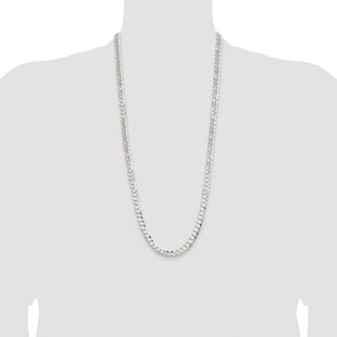 Sterling Silver Rhodium-plated Concave Beveled Curb Chain (Style QCBC200R-30)