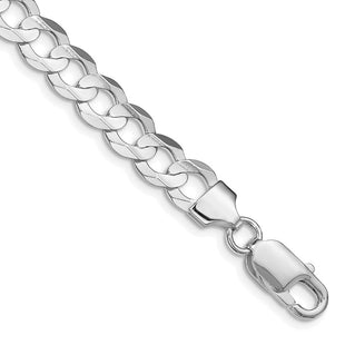 Sterling Silver Rhodium-plated Concave Beveled Curb Chain (Style QCBC200R-8)