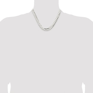 Sterling Silver Rhodium-plated Concave Beveled Curb Chain (Style QCBC250R-18)