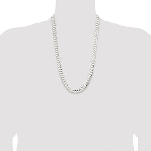 Sterling Silver Rhodium-plated Concave Beveled Curb Chain (Style QCBC250R-26)