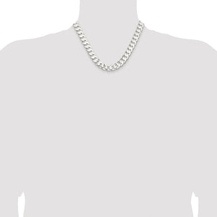 Sterling Silver Rhodium-plated Concave Beveled Curb Chain (Style QCBC300R-18)