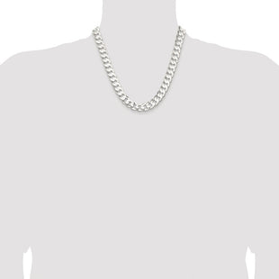Sterling Silver Rhodium-plated Concave Beveled Curb Chain (Style QCBC300R-20)