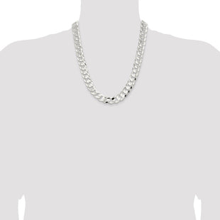 Sterling Silver Concave Beveled Curb Chain (Style QCBC350-22)