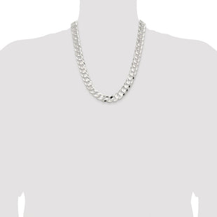 Sterling Silver Rhodium-plated Concave Beveled Curb Chain (Style QCBC350R-22)