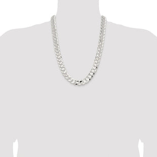 Sterling Silver Rhodium-plated Concave Beveled Curb Chain (Style QCBC350R-24)