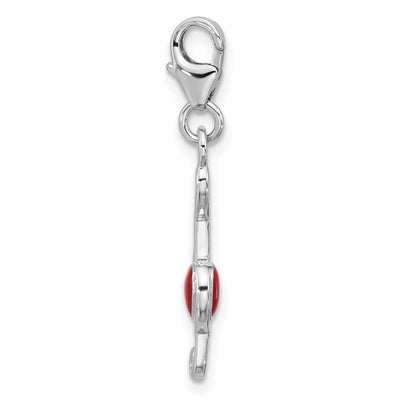Amore La Vita Sterling Silver Rhodium-plated Treble Clef with Red Enameled Heart Inside Charm with Fancy Lobster Clasp