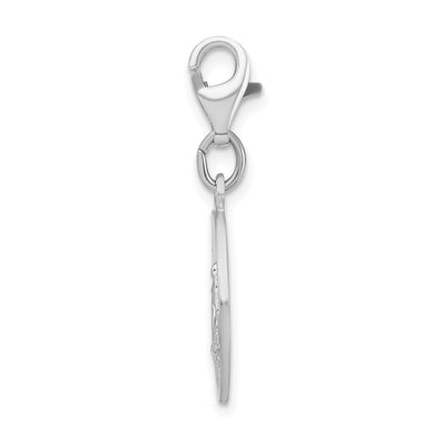 Amore La Vita Sterling Silver Rhodium-plated Polished Miraculous Medal Charm with Fancy Lobster Clasp, 37 x 15mm