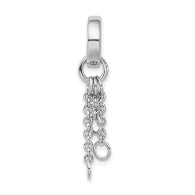 Amore La Vita Sterling Silver Rhodium-plated Polished Circle with Cable Chain Dangles Charm Carrier Pendant, 43 x 6mm
