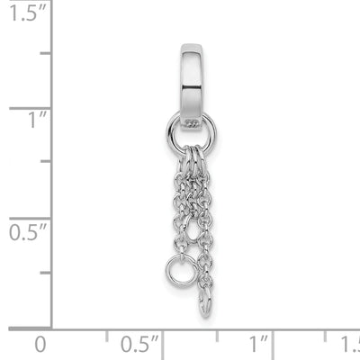 Amore La Vita Sterling Silver Rhodium-plated Polished Circle with Cable Chain Dangles Charm Carrier Pendant, 43 x 6mm
