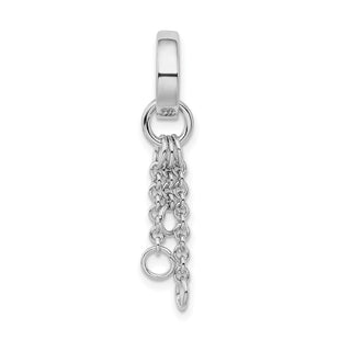 Amore La Vita Sterling Silver Rhodium-plated Polished Circle with Cable Chain Dangles Charm Carrier Pendant (Style QCC615)