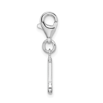 Amore La Vita Sterling Silver Rhodium-plated Polished Beamed Sixteenth Note Charm with Fancy Lobster Clasp