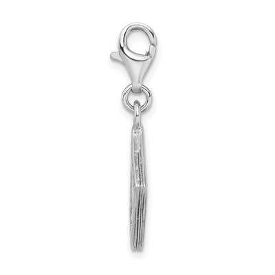 Amore La Vita Sterling Silver Rhodium-plated Polished 3-D Passport Charm with Fancy Lobster Clasp