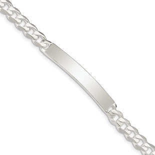 Sterling Silver Curb Link ID Bracelet (Style QCD180-8)