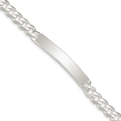 Sterling Silver Curb Link ID Bracelet, 8 x 6mm