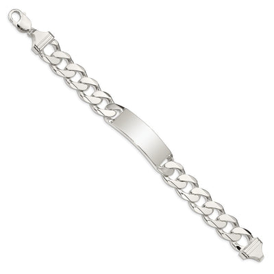 Sterling Silver Curb Link ID Bracelet, 8.5 x 14mm