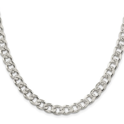 Sterling Silver Rhodium-plated Pavé Curb Bracelet, 8 x 8.3mm
