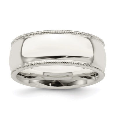 Sterling Silver Comfort Fit Half Round Milgrain Band