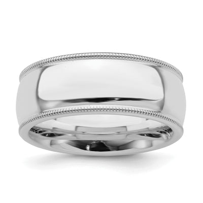 Sterling Silver Rhodium-plated Comfort Fit Milgrain Band