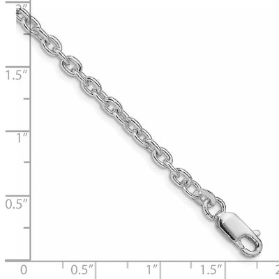 Sterling Silver Rhodium-plated Cable Bracelet, 7 x 3.5mm