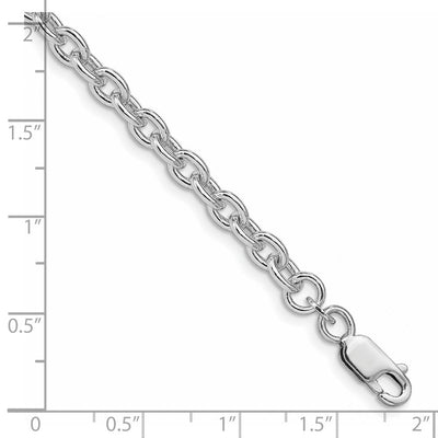 Sterling Silver Rhodium-plated Cable Bracelet, 7 x 4.5mm