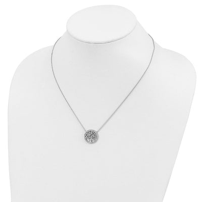 Cheryl M Sterling Silver Rhodium-plated Brilliant-cut CZ Tree Of Life Necklace, 18 x 18mm