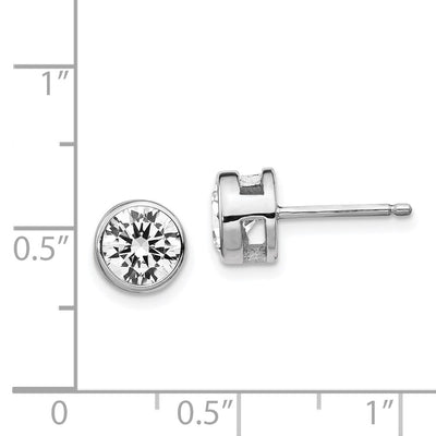Cheryl M Sterling Silver Rhodium-plated Brilliant-cut CZ Bezel Stud Post Earrings