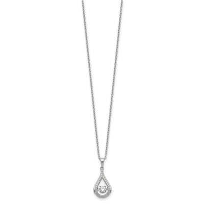 Cheryl M Sterling Silver Rhodium-plated Brilliant-cut Vibrant CZ Teardrop Necklace, 18 x 10.31mm