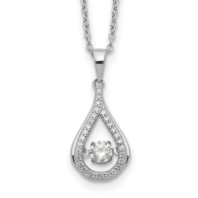 Cheryl M Sterling Silver Rhodium-plated Brilliant-cut Vibrant CZ Teardrop Necklace, 18 x 10.31mm