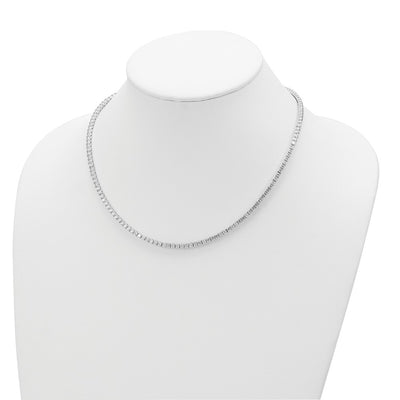 Cheryl M Sterling Silver Rhodium-plated Brilliant-cut CZ Necklace, 18 x 2.85mm