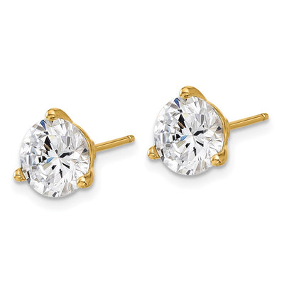 Cheryl M Sterling Silver Gold-tone Brilliant-cut CZ Stud Post Earrings