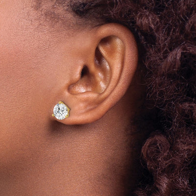 Cheryl M Sterling Silver Gold-tone Brilliant-cut CZ Stud Post Earrings