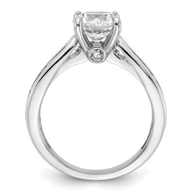 Cheryl M Sterling Silver Rhodium-plated Brilliant-cut Round CZ with Side Stones Fashion Ring