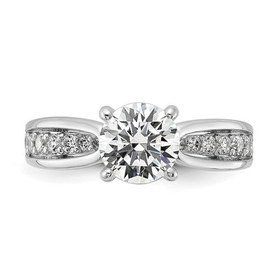 Cheryl M Sterling Silver Rhodium-plated Brilliant-cut Round CZ with Side Stones Fashion Ring