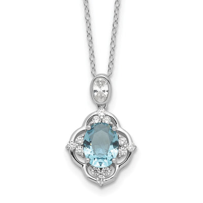 Cheryl M Sterling Silver Rhodium-plated Brilliant-cut Blue Glass and White CZ Necklace