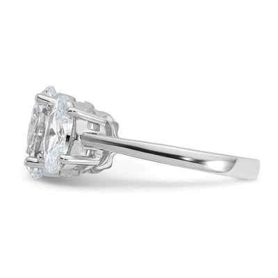 Cheryl M Sterling Silver Rhodium-plated Polished Oval CZ 3-Stone Ring