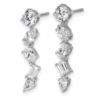 Cheryl M Sterling Silver Rhodium-plated Polished Fancy Multi-cut CZ Post Dangle Earrings, 25.4 x 5.55mm