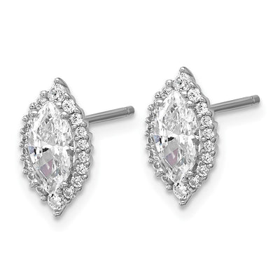 Cheryl M Sterling Silver Rhodium-plated Polished Marquise CZ Halo Post Earrings