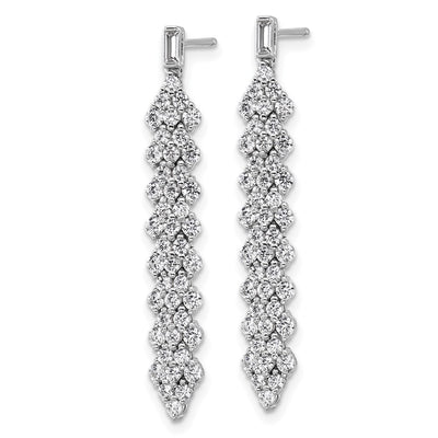 Cheryl M Sterling Silver Rhodium-plated Polished Fancy CZ Post Dangle Earrings, 36 x 5.25mm