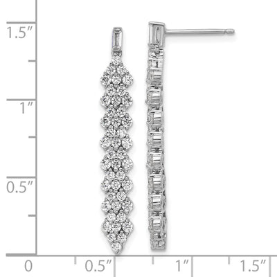 Cheryl M Sterling Silver Rhodium-plated Polished Fancy CZ Post Dangle Earrings, 36 x 5.25mm