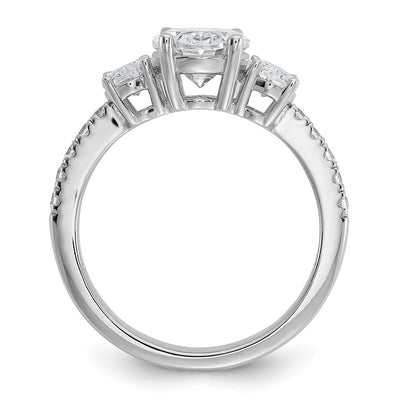 Cheryl M Sterling Silver Rhodium-plated Polished Fancy 3-Stone Oval CZ Ring