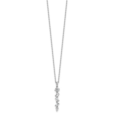 Cheryl M Sterling Silver Rhodium-plated Polished Fancy Multi-cut CZ with Extension Necklace