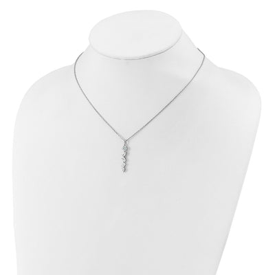 Cheryl M Sterling Silver Rhodium-plated Polished Fancy Multi-cut CZ with Extension Necklace