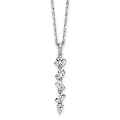 Cheryl M Sterling Silver Rhodium-plated Polished Fancy Multi-cut CZ with Extension Necklace