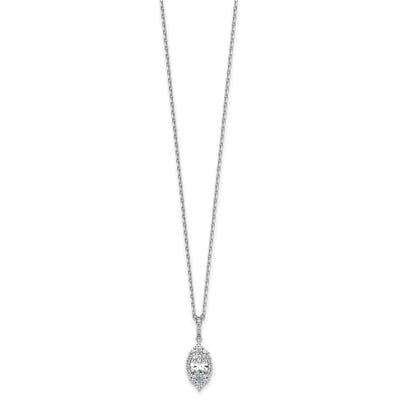 Cheryl M Sterling Silver Rhodium-plated Polished Fancy Marquise CZ Halo with Extension Necklace