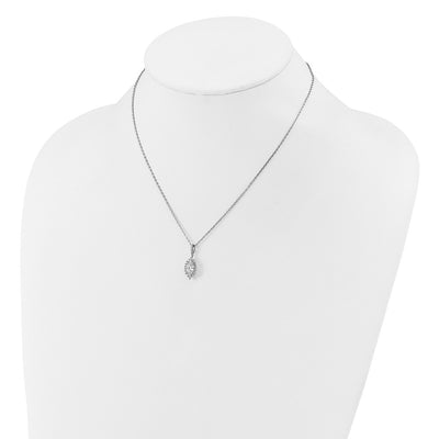 Cheryl M Sterling Silver Rhodium-plated Polished Fancy Marquise CZ Halo with Extension Necklace