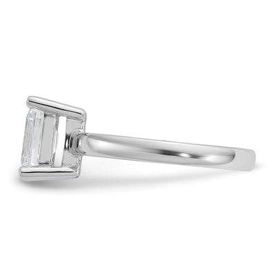 Cheryl M Sterling Silver Rhodium-plated Polished Emerald-cut CZ Ring