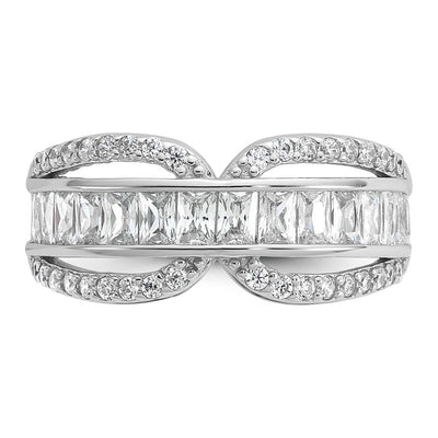 Cheryl M Sterling Silver Rhodium-plated Polished Fancy CZ Ring