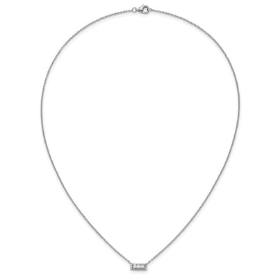 Cheryl M Sterling Silver Rhodium-plated Polished Fancy CZ Bar Necklace